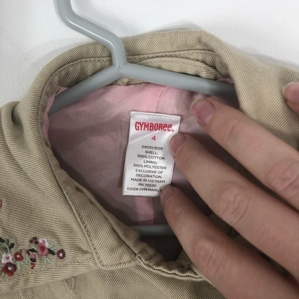 Gymboree Tan Embroidered Collar Coat Sz 4 Kids Peacoat Vintage 90s